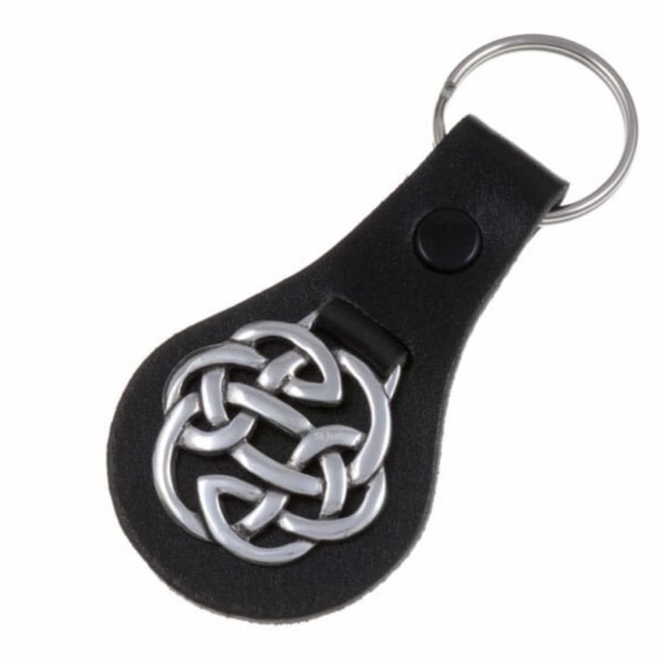 Image 1 of Lughs Stylish Pewter Celtic Knotwork Leather Key Ring