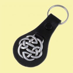 Lughs Stylish Pewter Celtic Knotwork Leather Key Ring