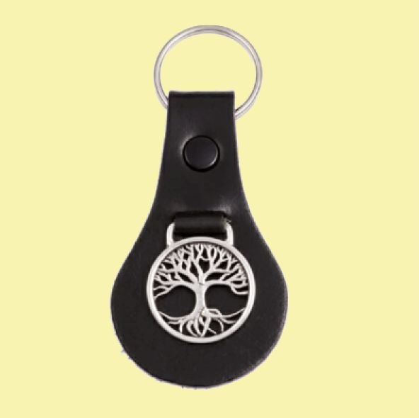 Image 0 of Tree Of Life Stylish Pewter Celtic Knotwork Leather Key Ring