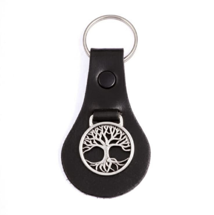 Image 1 of Tree Of Life Stylish Pewter Celtic Knotwork Leather Key Ring