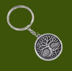 Tree of Life Circular Stylish Pewter Key Ring 