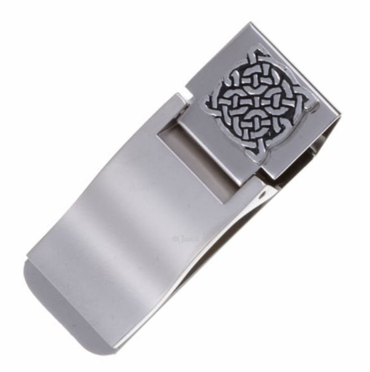 Image 1 of Lughs Celtic Knotwork Stylish Pewter Motif Nickel Plated Money Clip