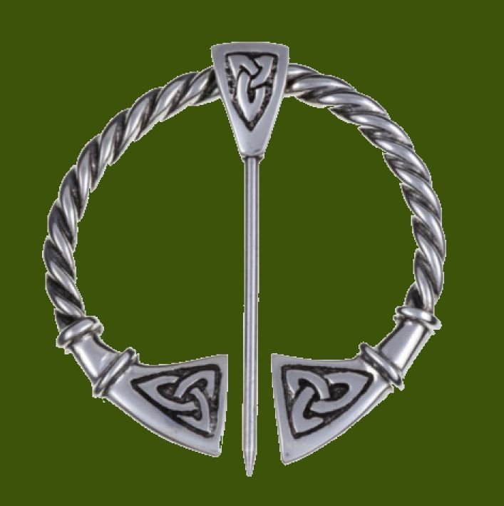 Image 0 of Celtic Knot Large Round Antiqued Penannular Stylish Pewter Brooch