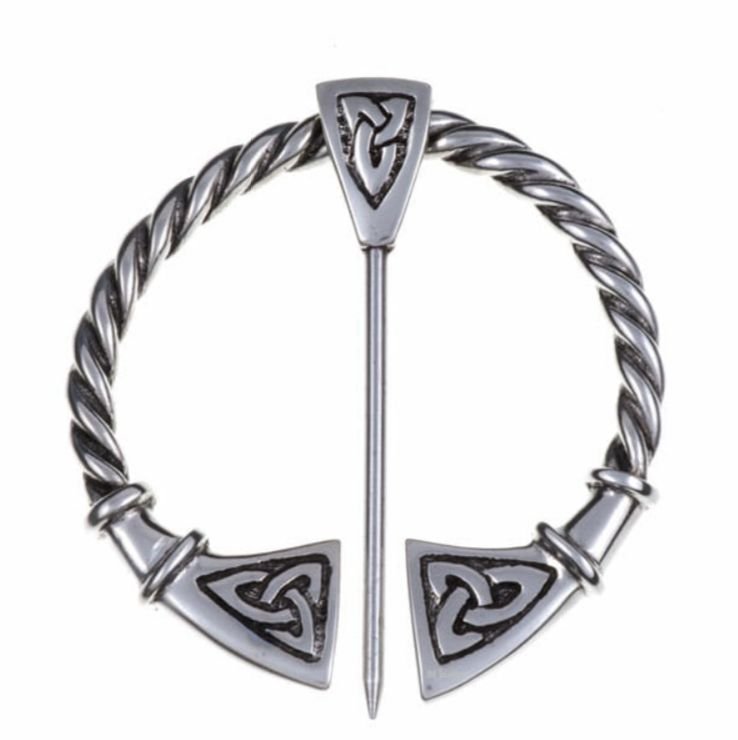 Image 1 of Celtic Knot Large Round Antiqued Penannular Stylish Pewter Brooch