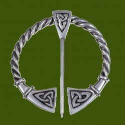 Celtic Knot Large Round Antiqued Penannular Stylish Pewter Brooch