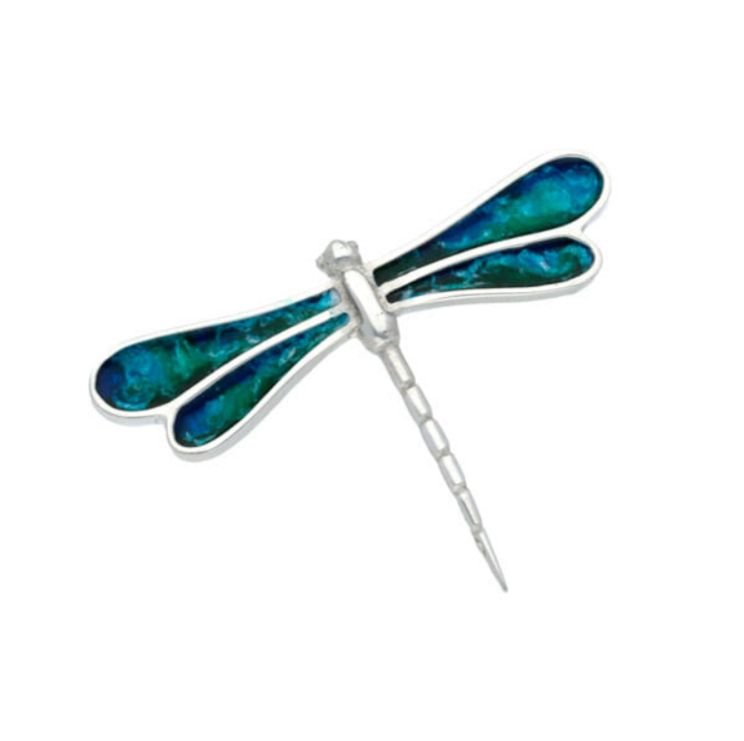 Image 1 of Dragonfly Enamel Insect Themed Stylish Pewter Brooch