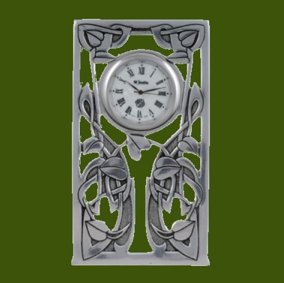 Image 0 of Vine Celtic Knotwork Rectangular Antiqued Stylish Pewter Clock