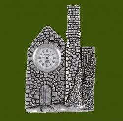 Cornish Engine House Antiqued Stylish Pewter Clock
