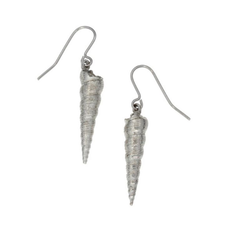 Image 1 of Cone Shell Sheppard Hook Stylish Pewter Earrings