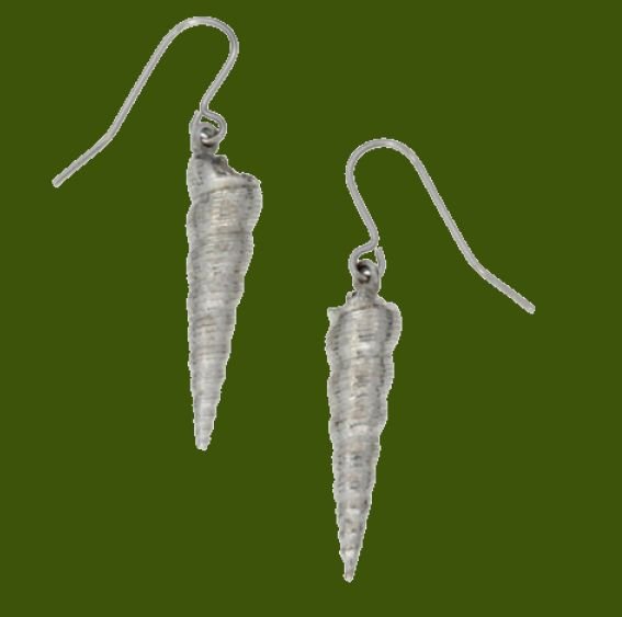 Image 0 of Cone Shell Sheppard Hook Stylish Pewter Earrings