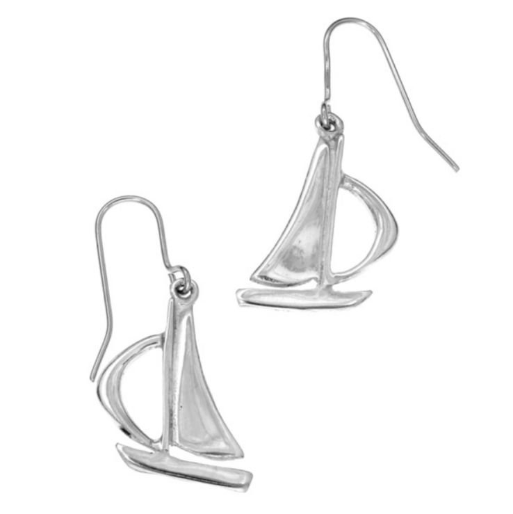Image 1 of Sailing Boats Sheppard Hook Stylish Pewter Earrings