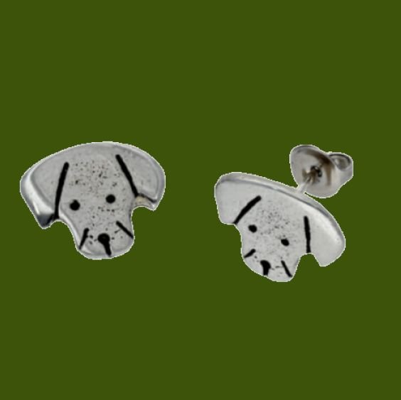 Image 0 of Puppy Dog Face Animal Themed Small Stud Stylish Pewter Earrings