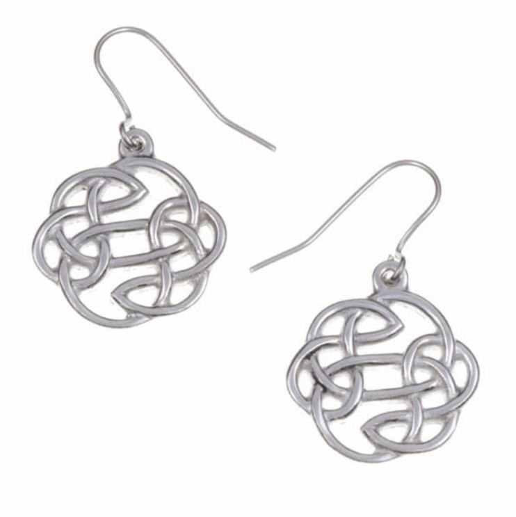 Image 1 of Celtic Lughs Knotwork Design Small Stylish Pewter Sheppard Hook Earrings