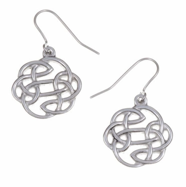 Image 1 of Celtic Lughs Knotwork Design Small Stylish Pewter Sheppard Hook Earrings