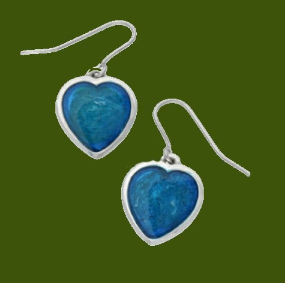 Image 0 of Love Heart Blue Enamel Small Sheppard Hook Stylish Pewter Earrings