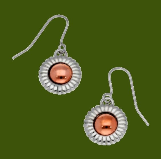 Image 0 of Heritage Copper Disc Circular Small Sheppard Hook Stylish Pewter Earrings