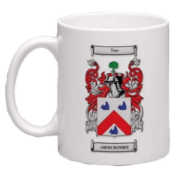 Image 1 of Abercrombie Coat of Arms Surname Double Sided Ceramic Mugs Set of 2