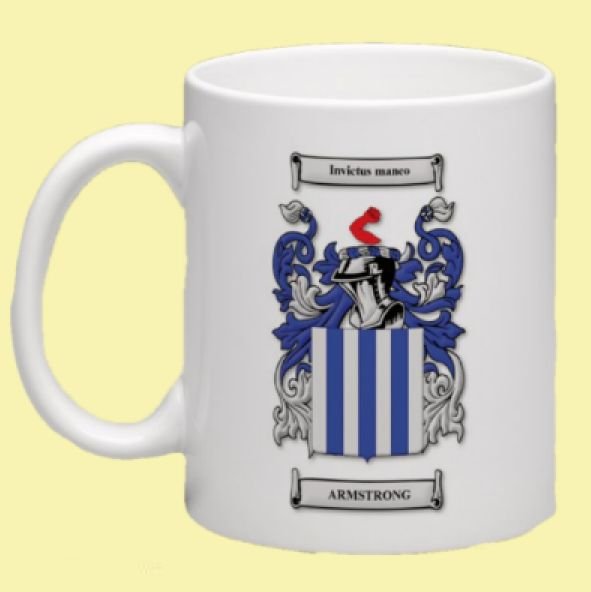 Image 0 of Armstrong Coat of Arms Surname Double Sided Ceramic Mugs Set of 2
