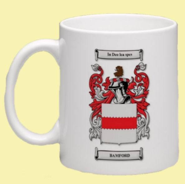 Image 0 of Bamford Coat of Arms Surname Double Sided Ceramic Mugs Set of 2