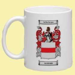 Bamford Coat of Arms Surname Double Sided Ceramic Mugs Set of 2