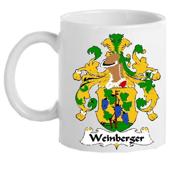 Image 1 of Weinberger German Coat of Arms Surname Double Sided Ceramic Mugs Set of 2