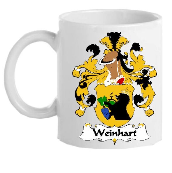 Image 1 of Weinhart German Coat of Arms Surname Double Sided Ceramic Mugs Set of 2