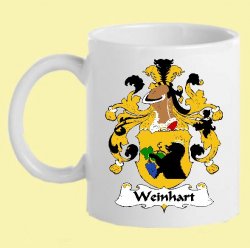 Weinhart German Coat of Arms Surname Double Sided Ceramic Mugs Set of 2