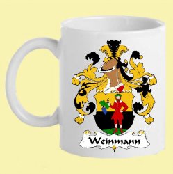 Weinmann German Coat of Arms Surname Double Sided Ceramic Mugs Set of 2