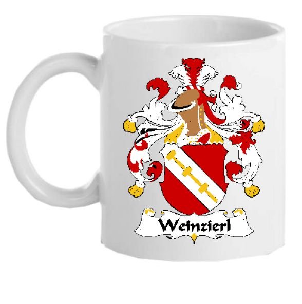 Image 1 of Weinzierl German Coat of Arms Surname Double Sided Ceramic Mugs Set of 2