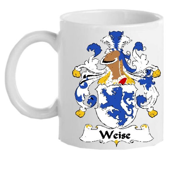 Image 1 of Weise German Coat of Arms Surname Double Sided Ceramic Mugs Set of 2