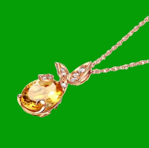 Image 2 of Citrine Oval Cut Butterfly Diamond Accent 14K Rose Gold Pendant