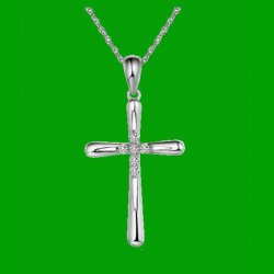 White Diamond Accent Polished Double Cross 14K White Gold Pendant