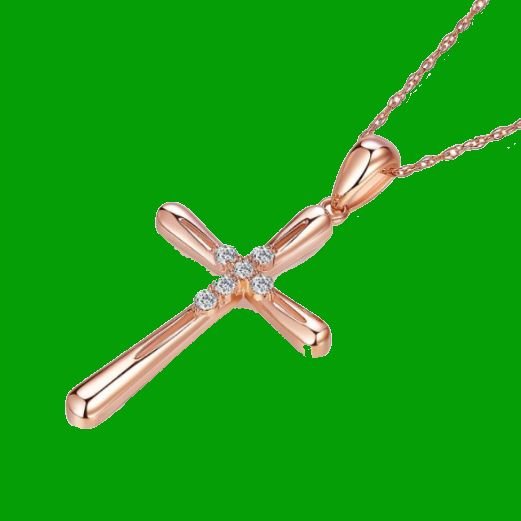 Image 2 of White Diamond Accent Polished Double Cross 14K Rose Gold Pendant