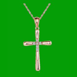 White Diamond Accent Polished Double Cross 14K Rose Gold Pendant
