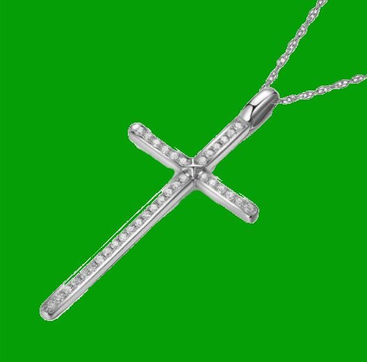Image 2 of White Diamond Inlaid Cross 14K White Gold Pendant