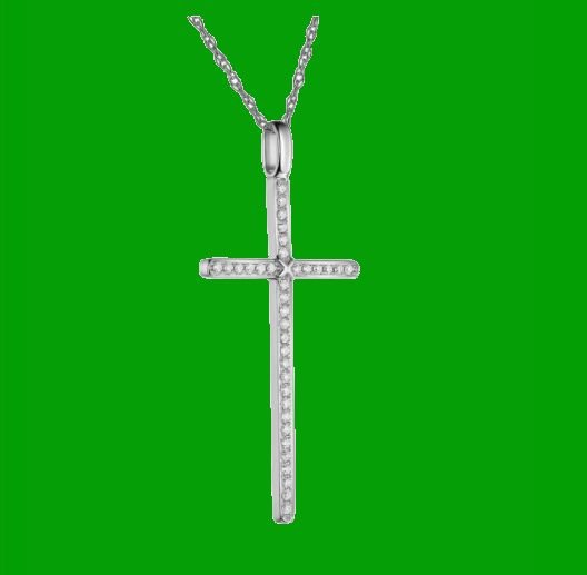 Image 4 of White Diamond Inlaid Cross 14K White Gold Pendant