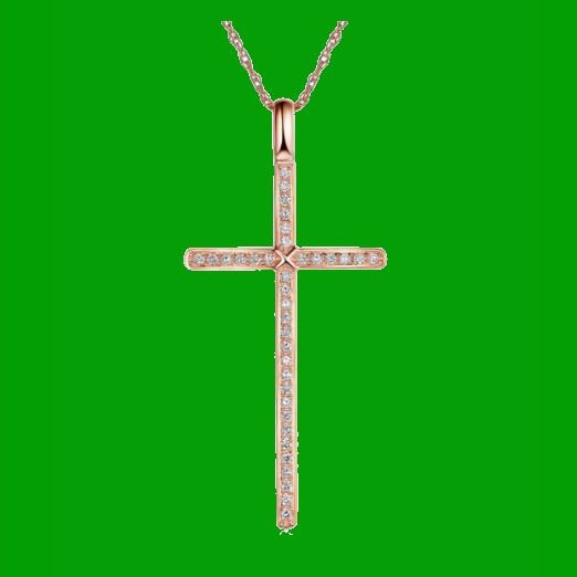 Image 0 of White Diamond Inlaid Cross 14K Rose Gold Pendant