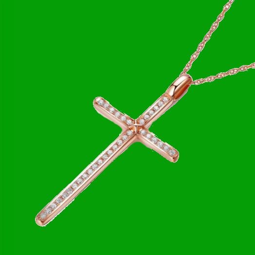 Image 2 of White Diamond Inlaid Cross 14K Rose Gold Pendant