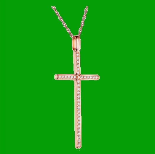 Image 4 of White Diamond Inlaid Cross 14K Rose Gold Pendant
