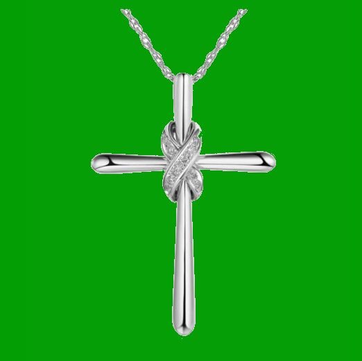 Image 0 of White Diamond Knotted Cross 14K White Gold Pendant