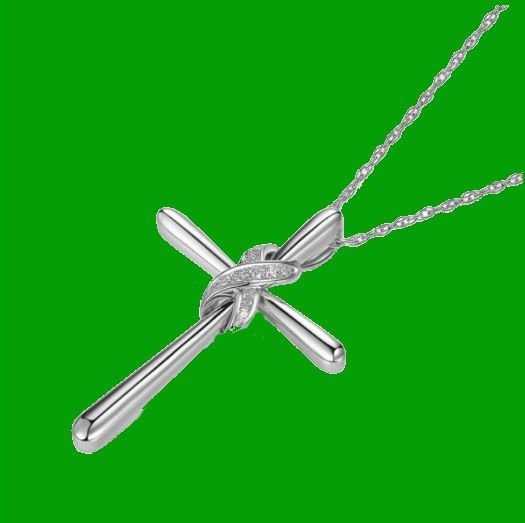 Image 2 of White Diamond Knotted Cross 14K White Gold Pendant