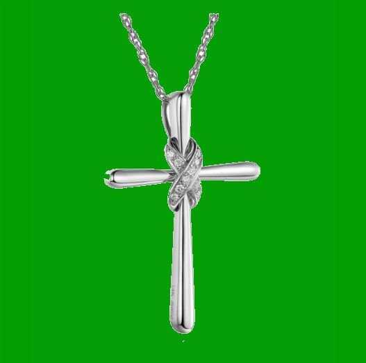 Image 4 of White Diamond Knotted Cross 14K White Gold Pendant