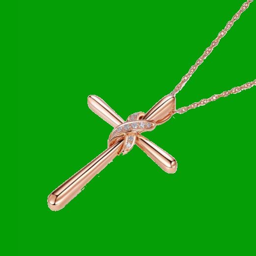 Image 2 of White Diamond Knotted Cross 14K Rose Gold Pendant
