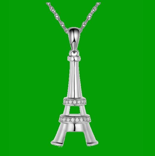 Image 0 of Eiffel Tower White Diamond Accent 14K White Gold Pendant