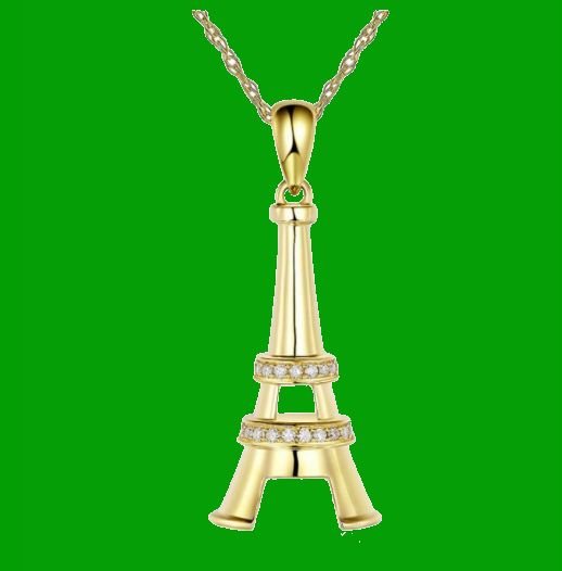 Image 0 of Eiffel Tower White Diamond Accent 14K Yellow Gold Pendant