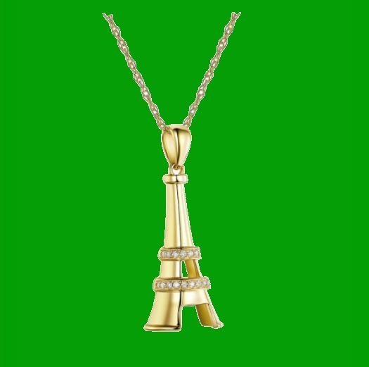 Image 4 of Eiffel Tower White Diamond Accent 14K Yellow Gold Pendant