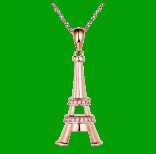 Image 0 of Eiffel Tower White Diamond Accent 14K Rose Gold Pendant