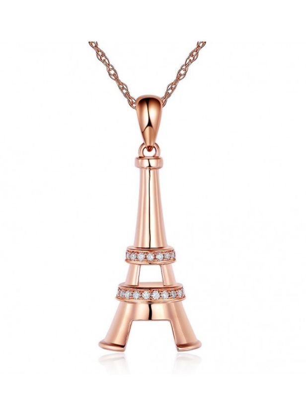 Image 1 of Eiffel Tower White Diamond Accent 14K Rose Gold Pendant