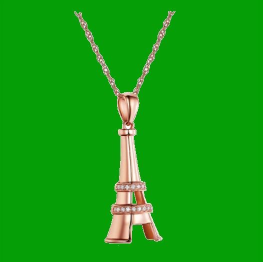 Image 4 of Eiffel Tower White Diamond Accent 14K Rose Gold Pendant