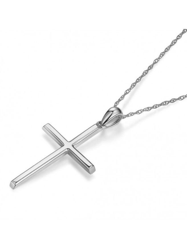 Image 3 of Cross Simple Highly Polished 14K White Gold Pendant